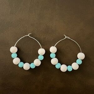 Gender reveal Boy Girl Pink and Blue Beaded Hoop Earrings